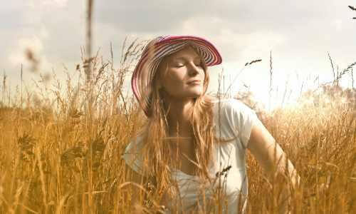 free woman in field