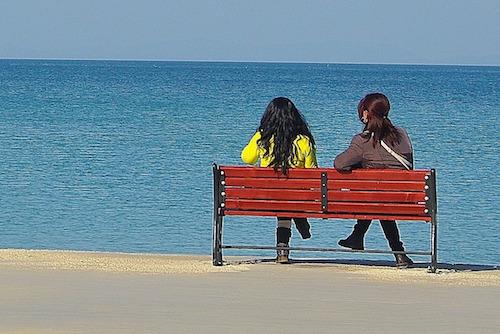 Two women talking